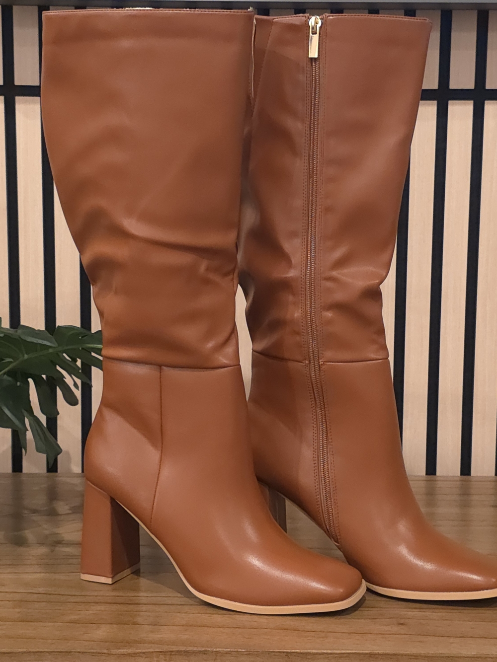Classic Tall Block Heel Women's Boots - Tan